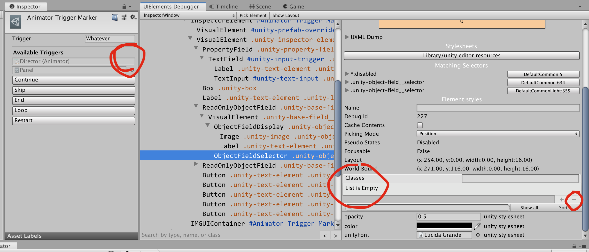 Unity inspector