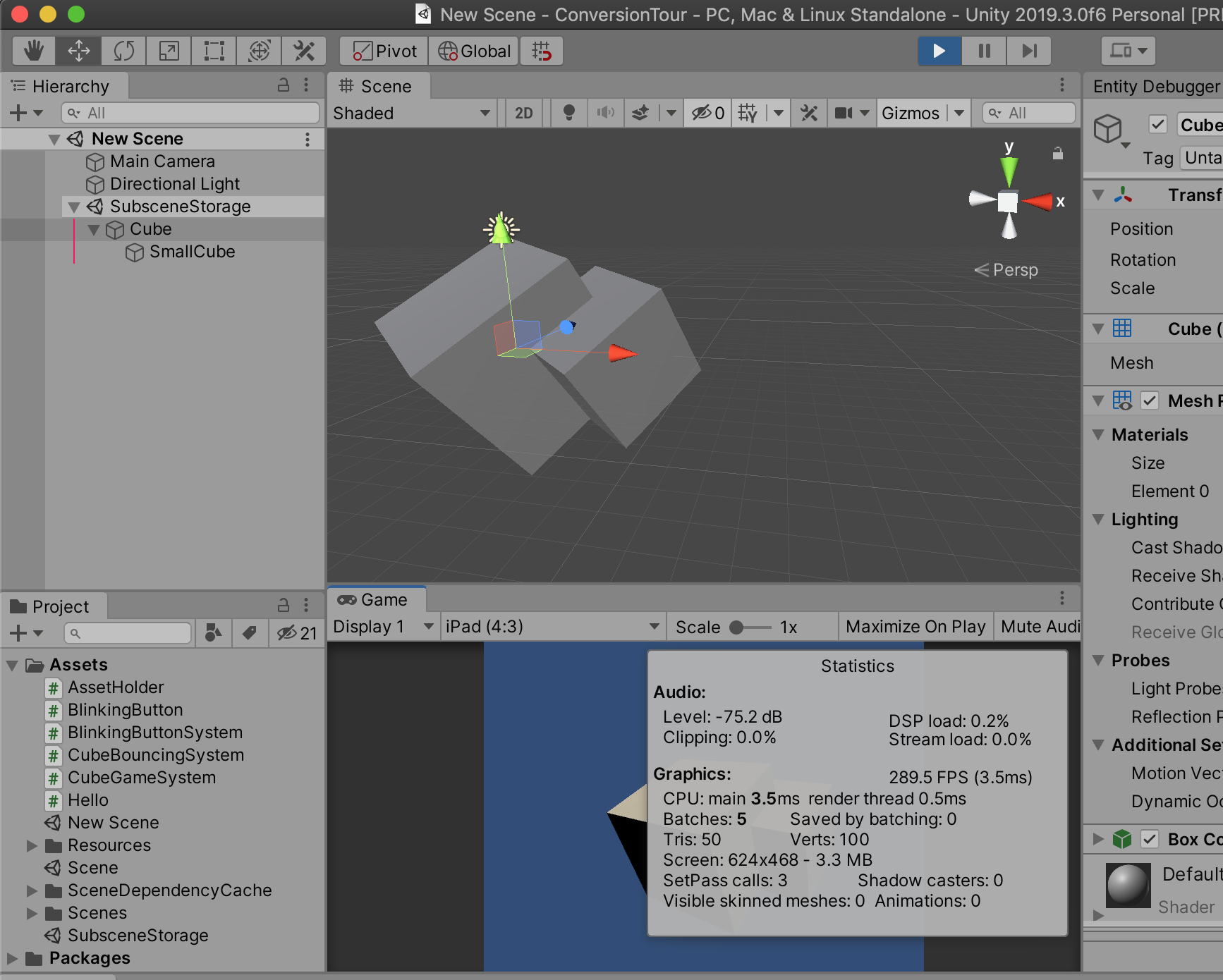 Game Object Conversion and SubScene