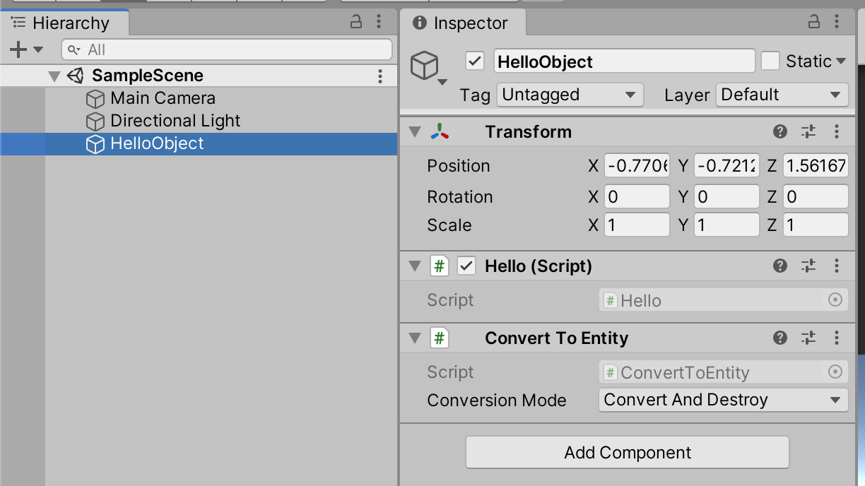 Game Object Conversion and SubScene