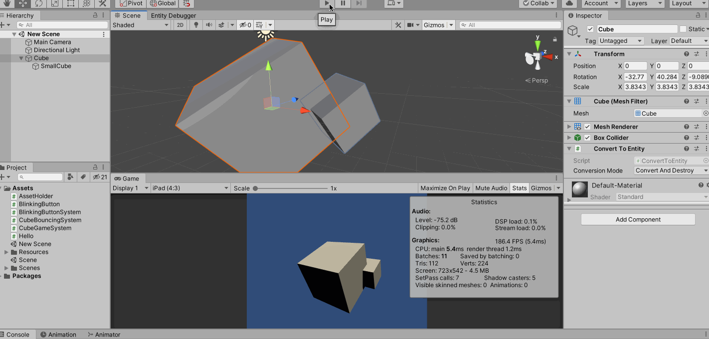 Game Object Conversion and SubScene