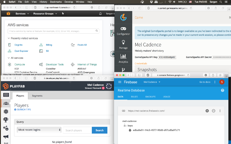 AWS->Playfab->Gamesparks->Firebase long story